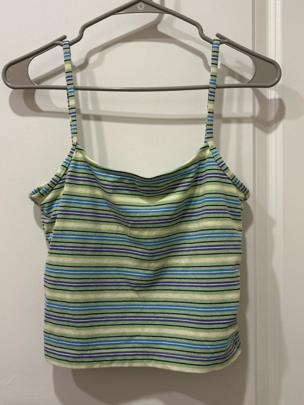 Jacques Moret Striped Spaghetti Tank - Green, Blue & Cream